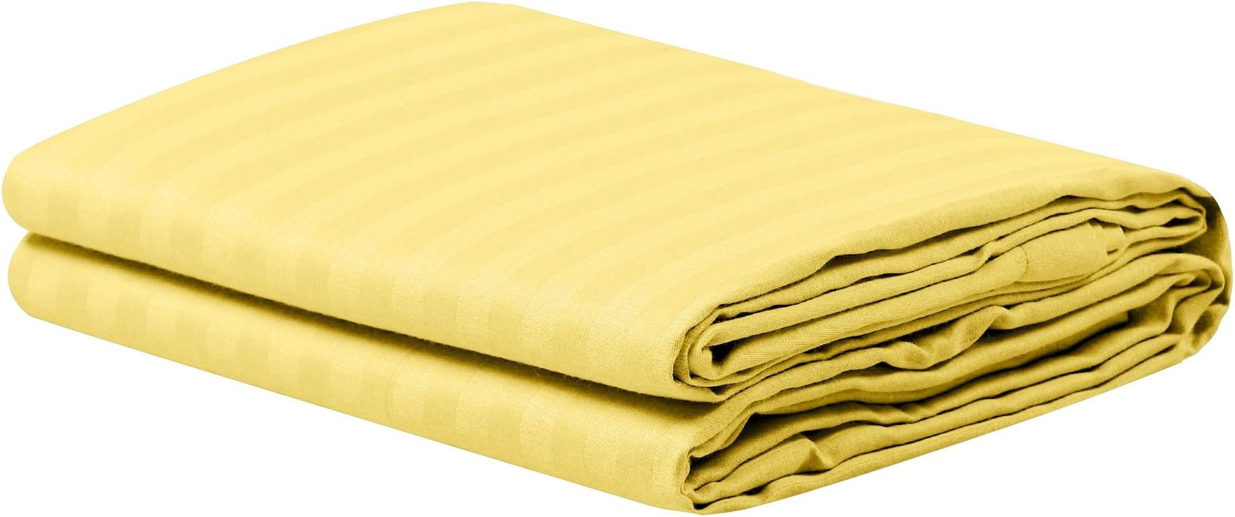 Pro Linen Basic 1Cm Satin Stripe Pure Cotton 210Tc, 3Pc Bedding Set, Queen Regular Size 275x225 Cm, Canary, (1 Bed Sheet + 2 Pillow Covers)