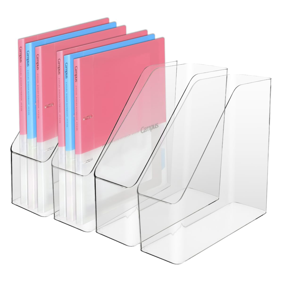 4 Stück Klar Acryl Magazinhalter, Kunststoff Vertikale Datei Ordner Lagerung Rack, Schreibtisch Dokument Sorter Organisator für Home Office Work Desktop