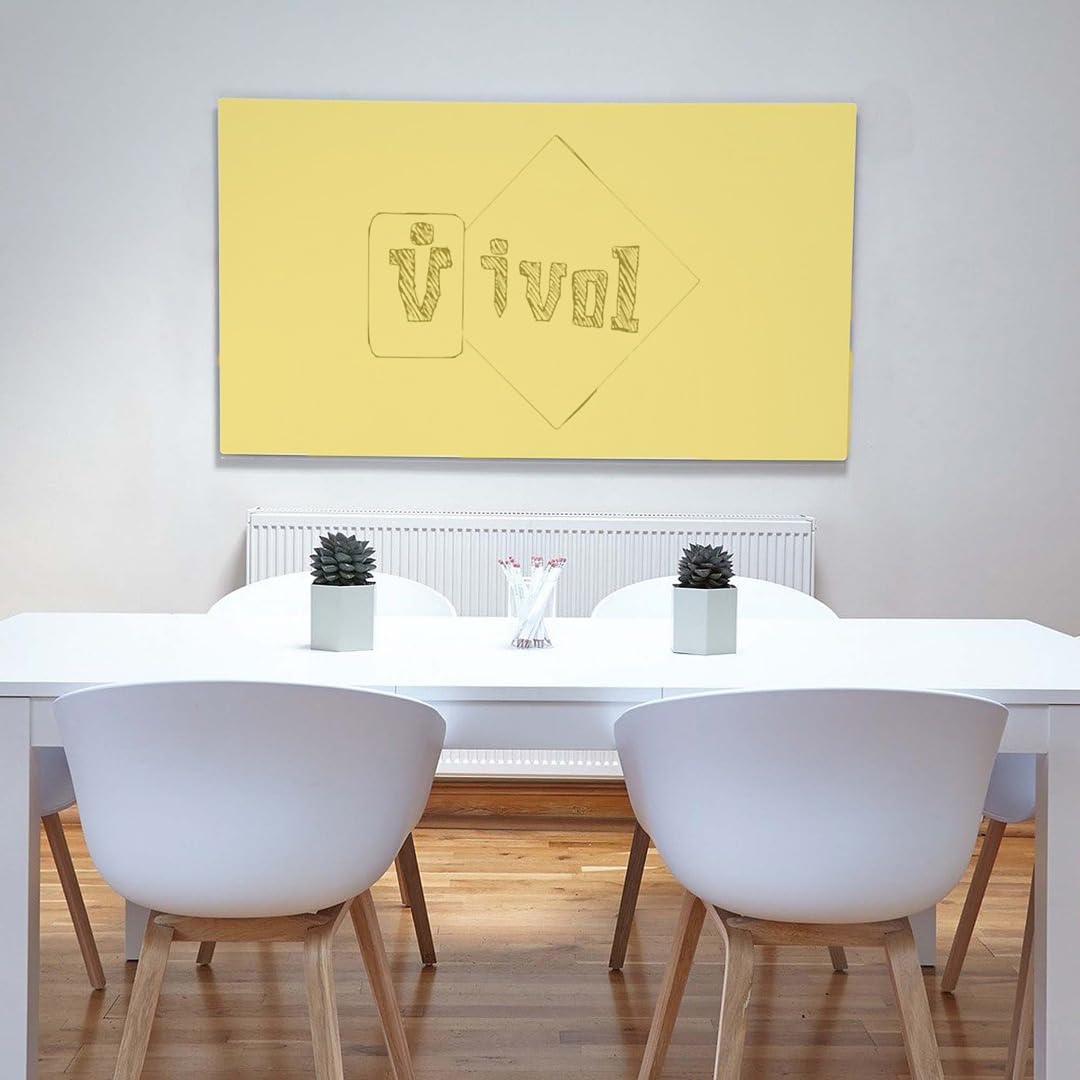 Ivol Eco magnetyczna tablica suchościeralna, bez ramki, bez krawędzi, tablica magnetyczna, 3 rozmiary, magnetyczna i do pisania (żółta, 90 x 120 cm)