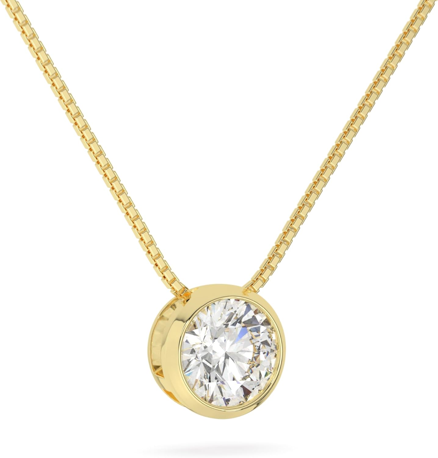 Adora Fine Jewelry 14K Solid Gold Floating Slider Moissanite Solitaire Pendant | Round, Pear Shape | Pendant Only | Made in USA - Image 2