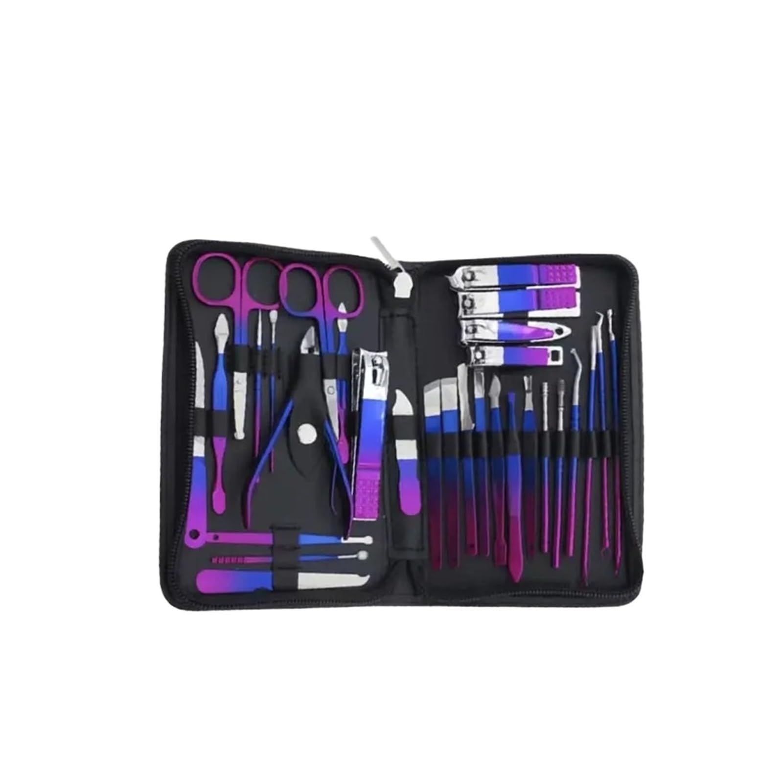 Juego de 6-18 Uds. De manicura y pedicura acero inoxidable, cuidado uñas precisión con estuche viaje tijera cortaúñas(30pcs set)