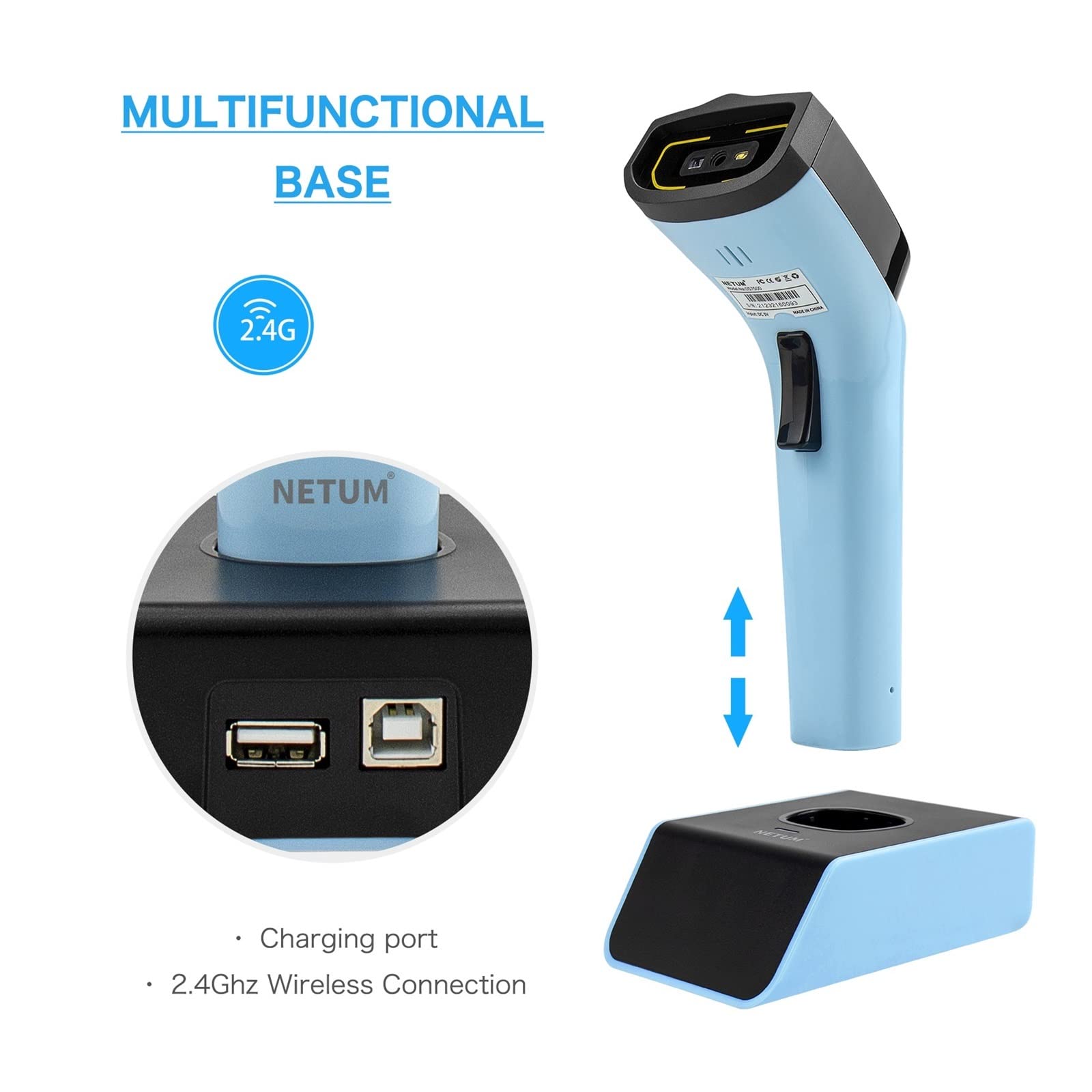 Escáner de código Barras 2D automático inalámbrico QR Escaneo preciso los códigos PDF417 for la Tienda Pajita Sistema para Puntos de Venta en supermercados(DS7100-2D-wired)