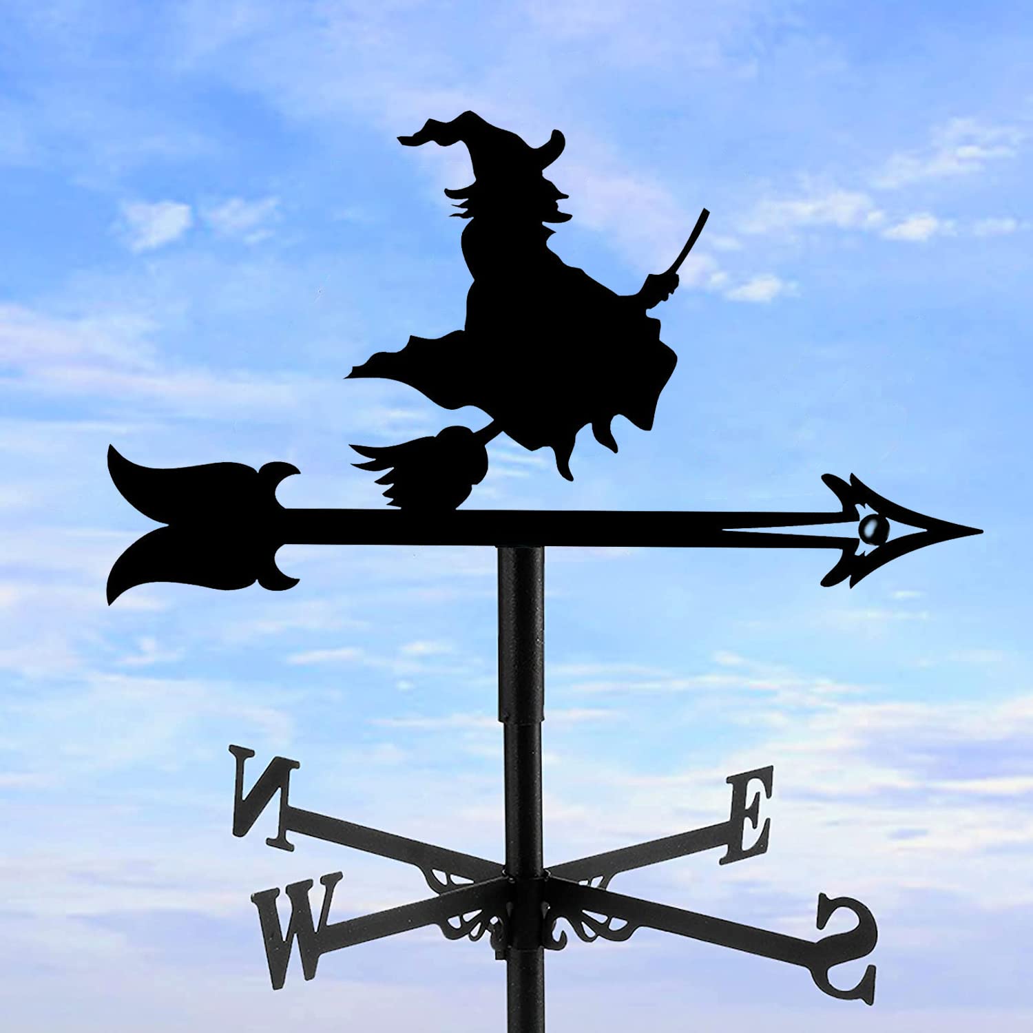 Wiatrowskaz,Magic Witch do montażu na dachu metalowy wspornik wskaźnik kierunku wiatru ze stali nierdzewnej ogrodowa dekoracja dziedzińca wiatrowskaz