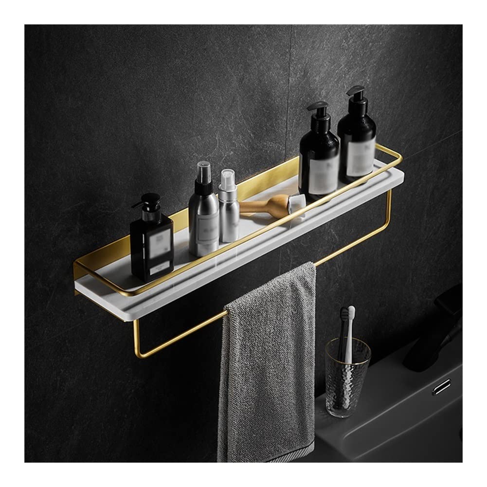Shower Caddy Light Luxury Bathroom Black Marble Shelf Wall-Mounted Bathroom Toilet Storage Shelf White Green Marble Shelf Metal