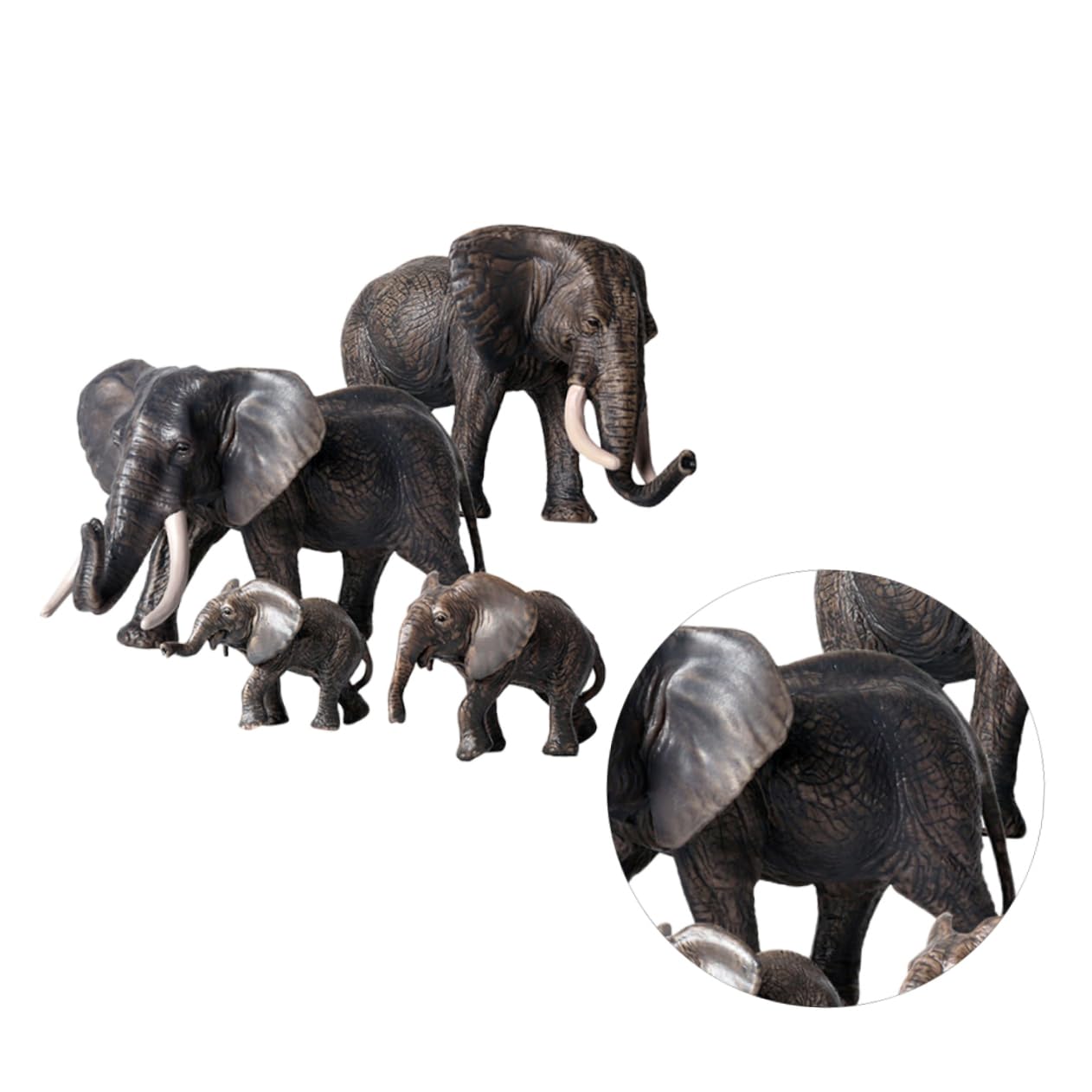 KOMBIUDA Modelo de Elefante de Simulación 4 Piezas PVC Negro | Figuras Creativas y Realistas, Juego de Grupo Salvaje, 1 Set para Niños