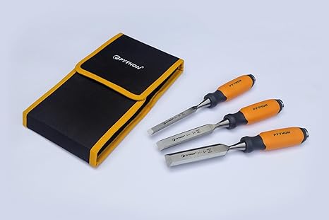 Python Pro 3Pcs Wood Chisel Carving Carpenter Set (12MM, 19MM, 25MM)