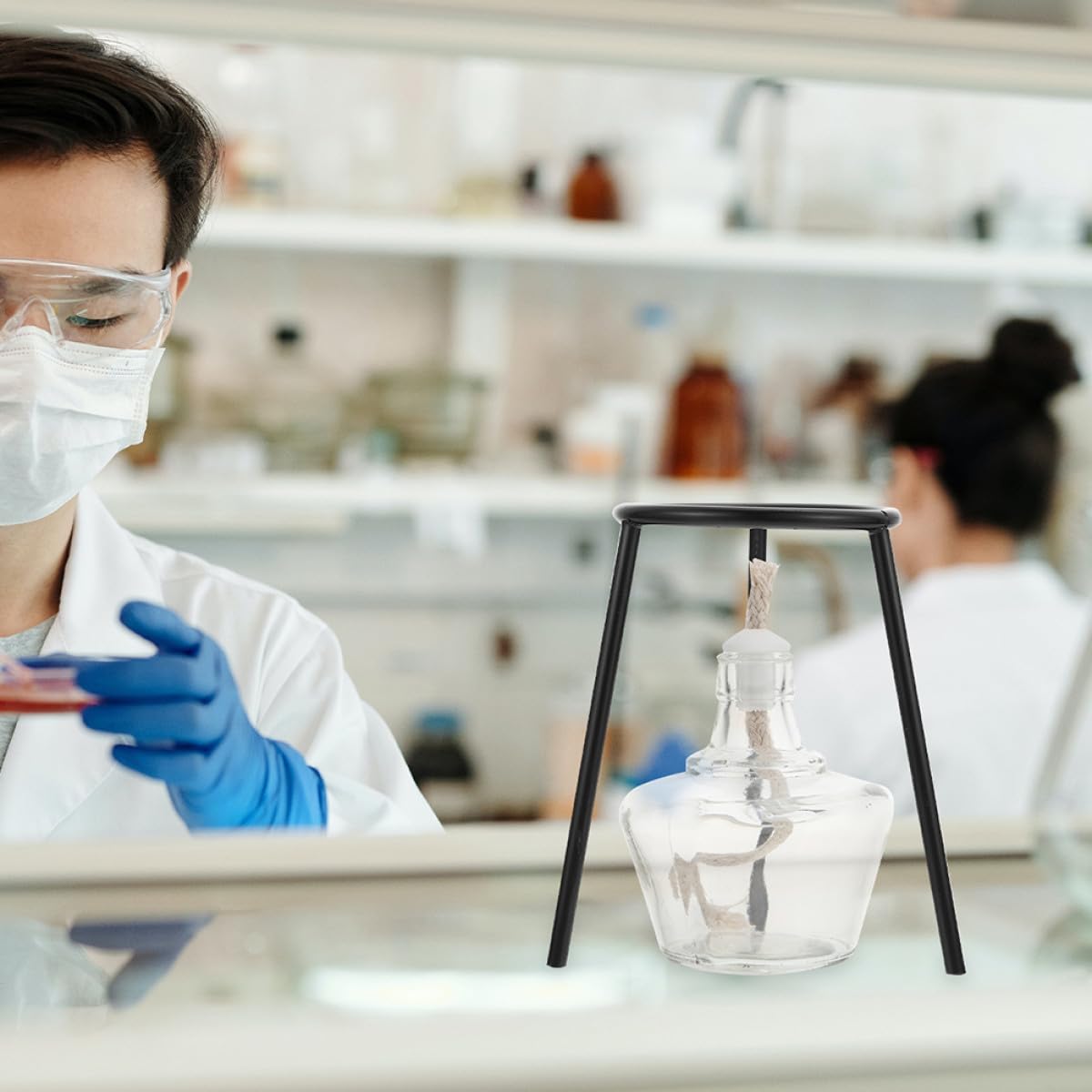 NUOBESTY Laborlampenhalterung 2 Stück aus Eisen und Einfacher Bedienung mit Hoher Temperaturbeständigkeit Schwarzes Heizstativ für Chemische Experimente und Labore