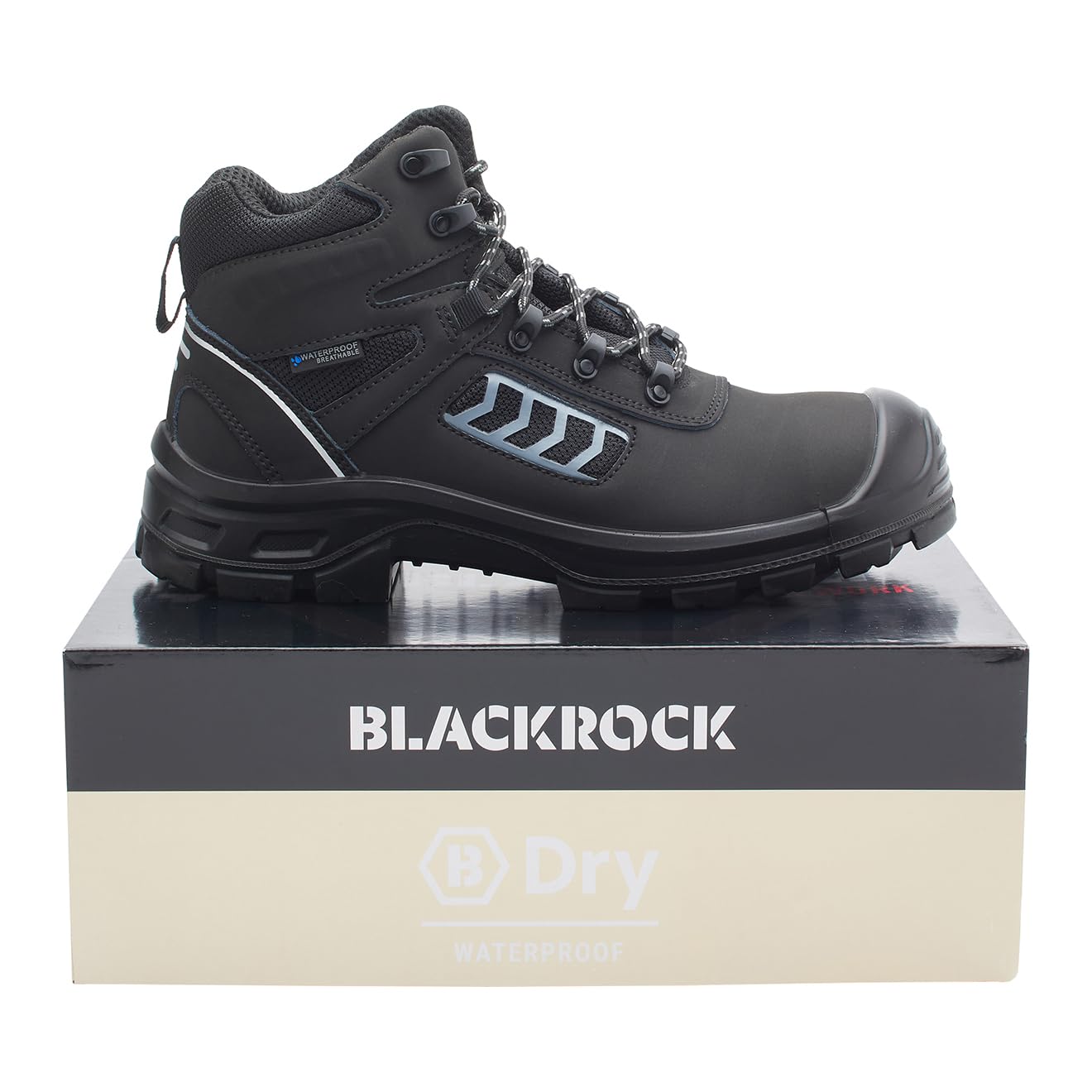 Blackrock TrekGuard Wasserdichte Arbeitsstiefel, Verbund-Sicherheitsstiefel, Leitergriff-Verbund-Zehenkappenstiefel, Herren- und Damen-Arbeitsstiefel, schwarz, leicht, strapazierfähig, Damen, weite