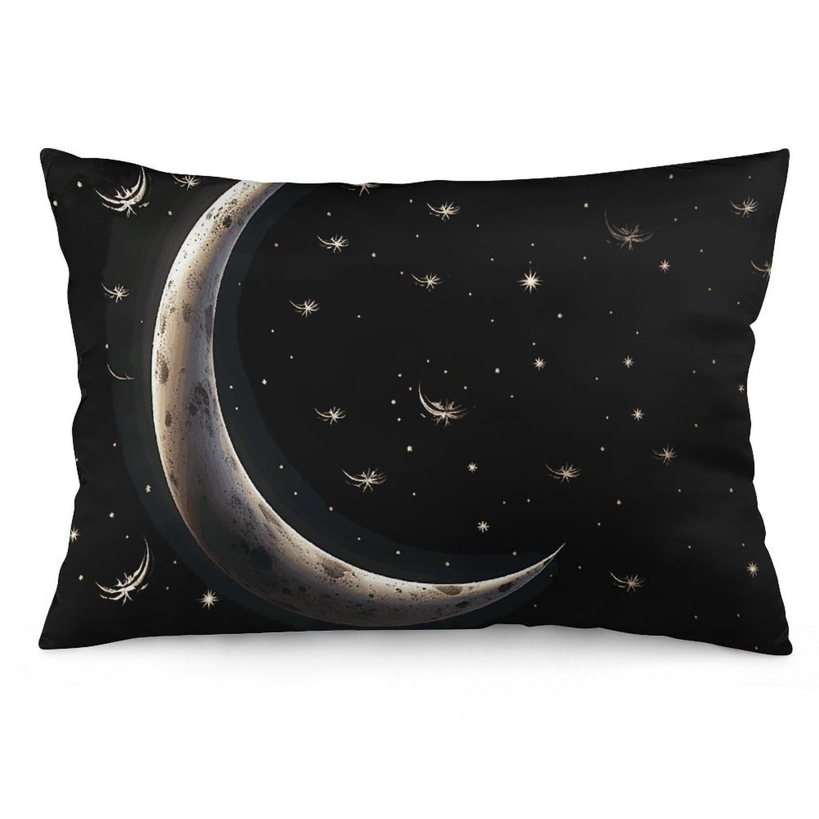 NTVOWPZO 2 Pack Decoration Throw Pillow Covers 12 "x20 Pillowcases Covers Crescent Moon on Black Background Pillowcases Modern Farmhouse Home Decor Sofa Cushions Covers for Couch Bed Living Room