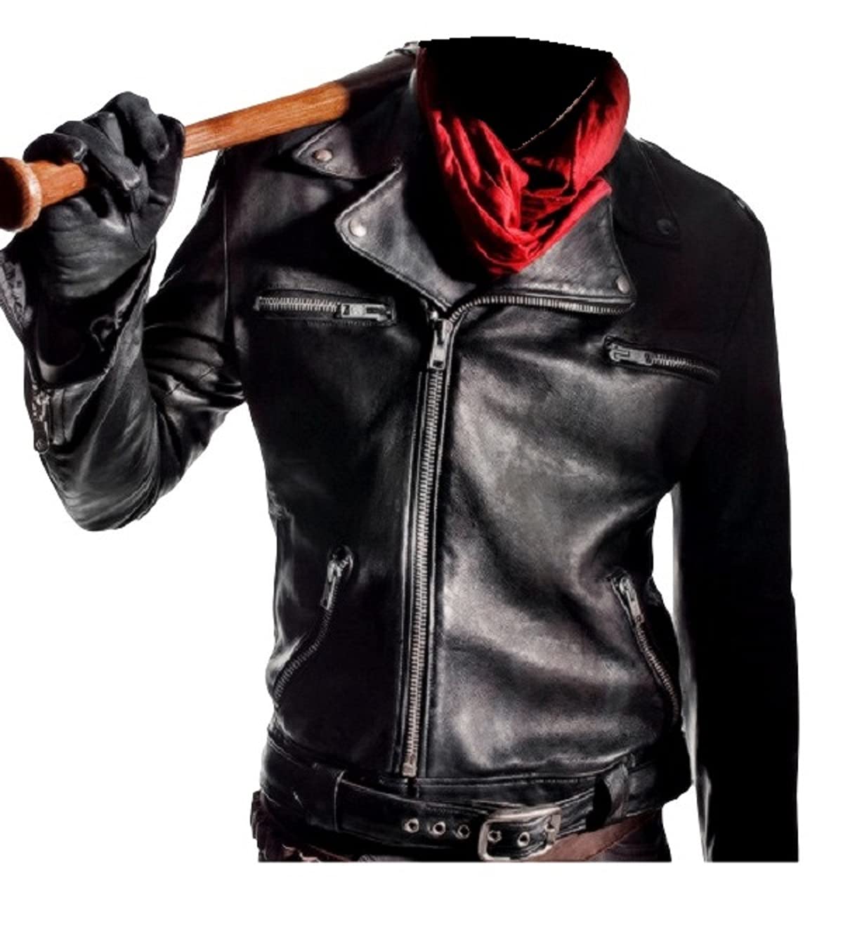 HiFacon Negan Jacket Black Leather Motorcycle Jacket Brando Biker Style Real Leather