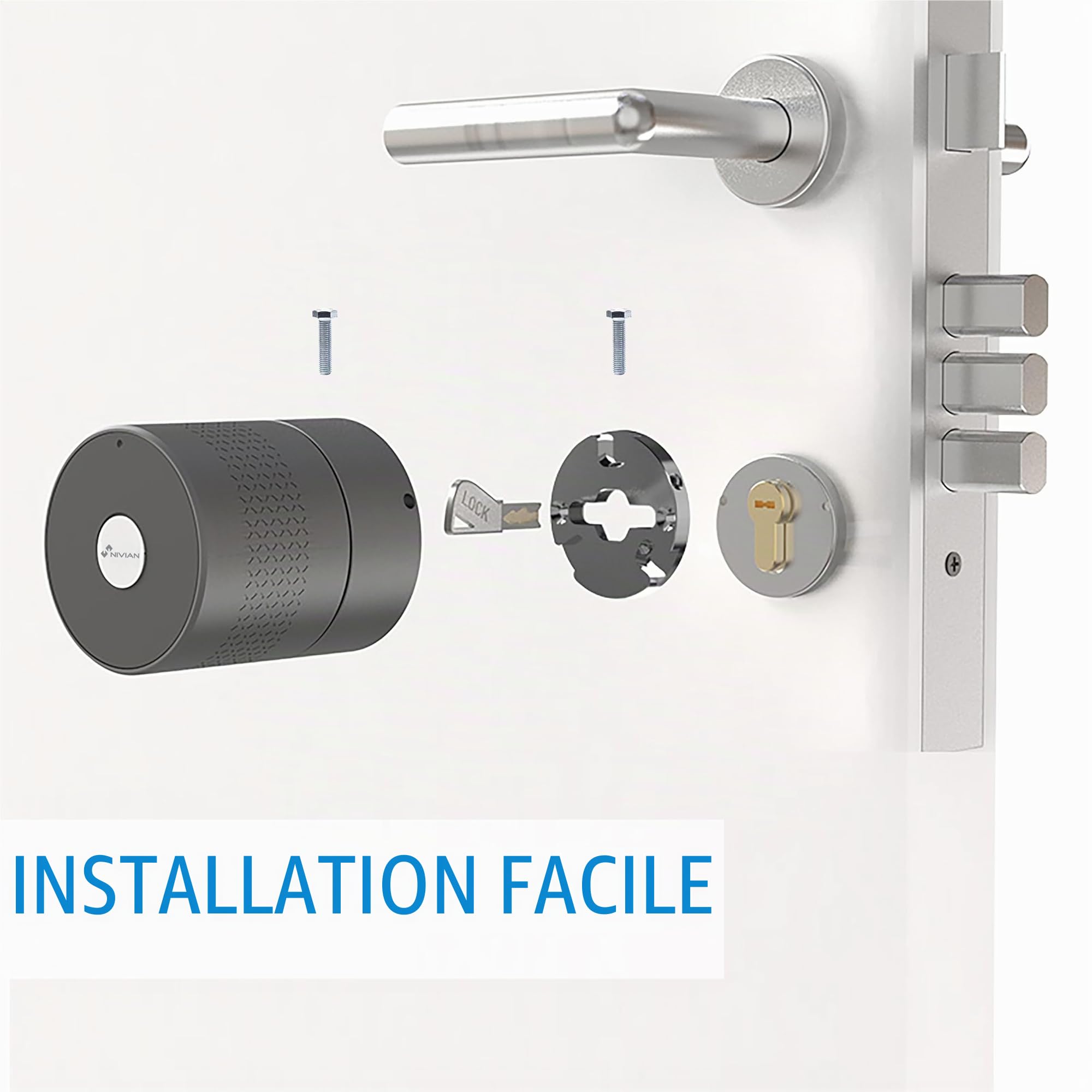 Nivian - Serrure intelligente Wi-Fi - Smart loc avec accès à distance et ouverture sans clé (Complete Pack)