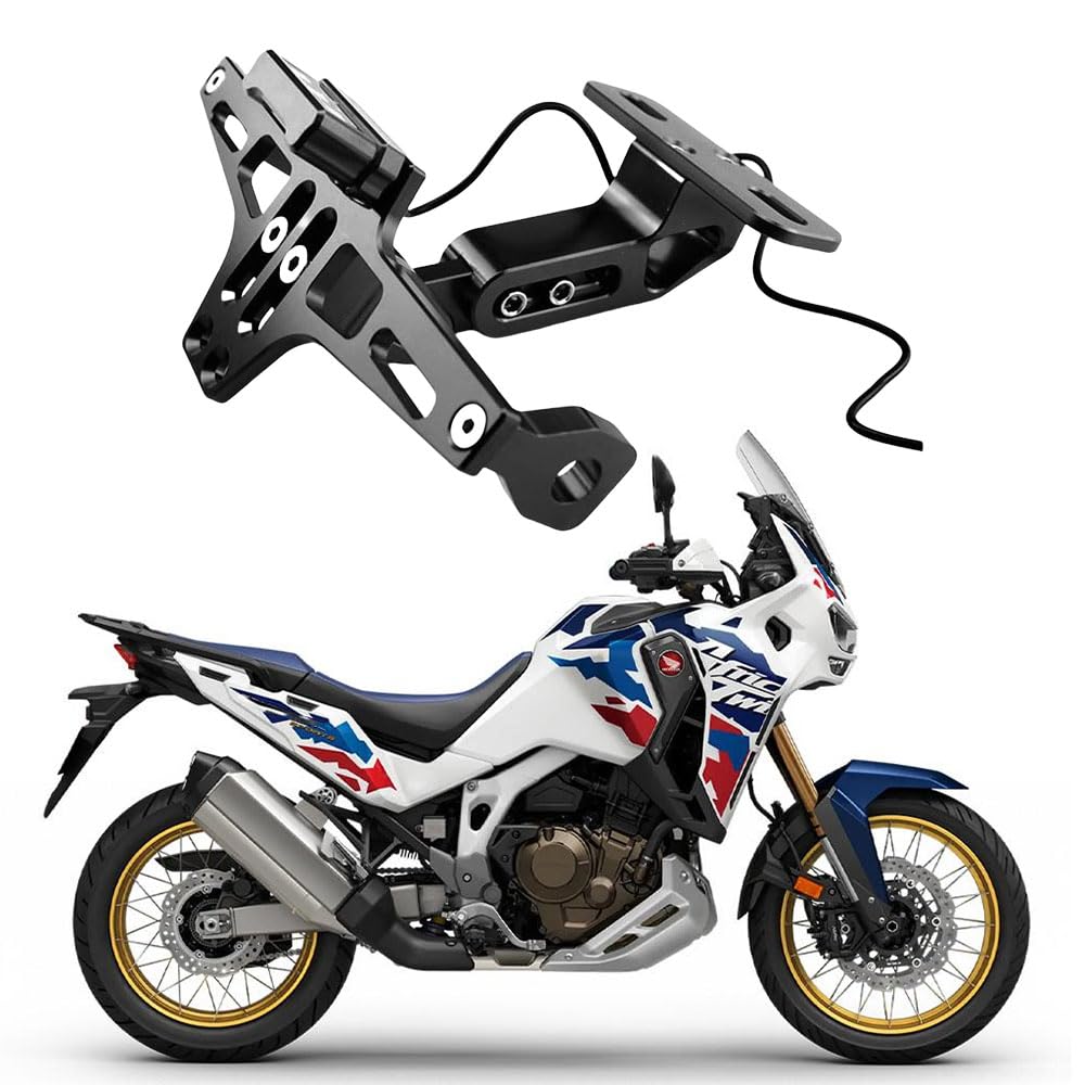 Portatarga Moto con Luci a LED per Africa Twin 1100 Adventure Sports DCT CRF1100L CRF Telaio Targa Staffa di Montaggio Targa Angolo Regolabile Alluminio Staffa Portatarga Moto,1