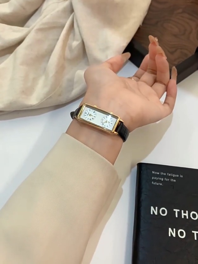 Amazon.com: Gosasa Women's Vintage Rectangle Watch Dual Time Zone