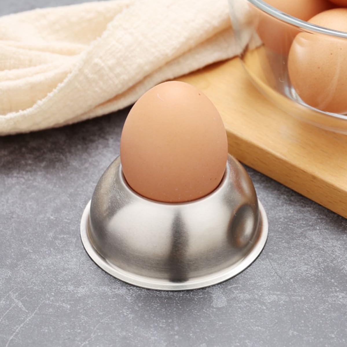 Stainless Steel Creative Table Egg Cup Holder with Flat Base