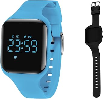 ساعة ALPS LightBlue Square بالإضافة إلى حزام أسود مربع