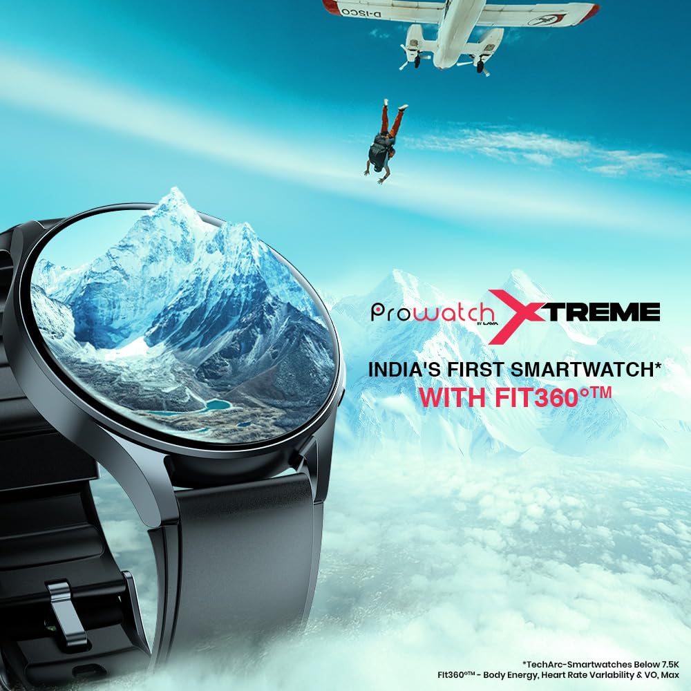 Newly Launched ProWatch Xtreme with Enhanced Fitness Features - 1.43" AMOLED AOD Display | Inbuilt GPS, Altimeter, Barometer & Compass | Body Energy Features| Corning Gorilla Glass 3 (Silicone) — Amazon image 2