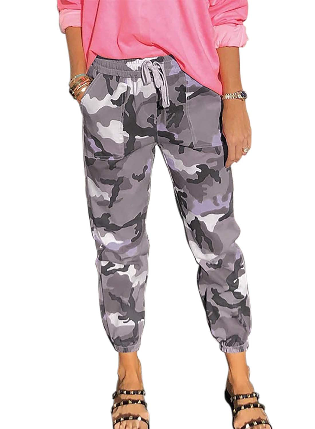 GOSOPIN Womens Fashion Casual Drawstring Elastic Waist Jogging Jogger Pants with Pockets