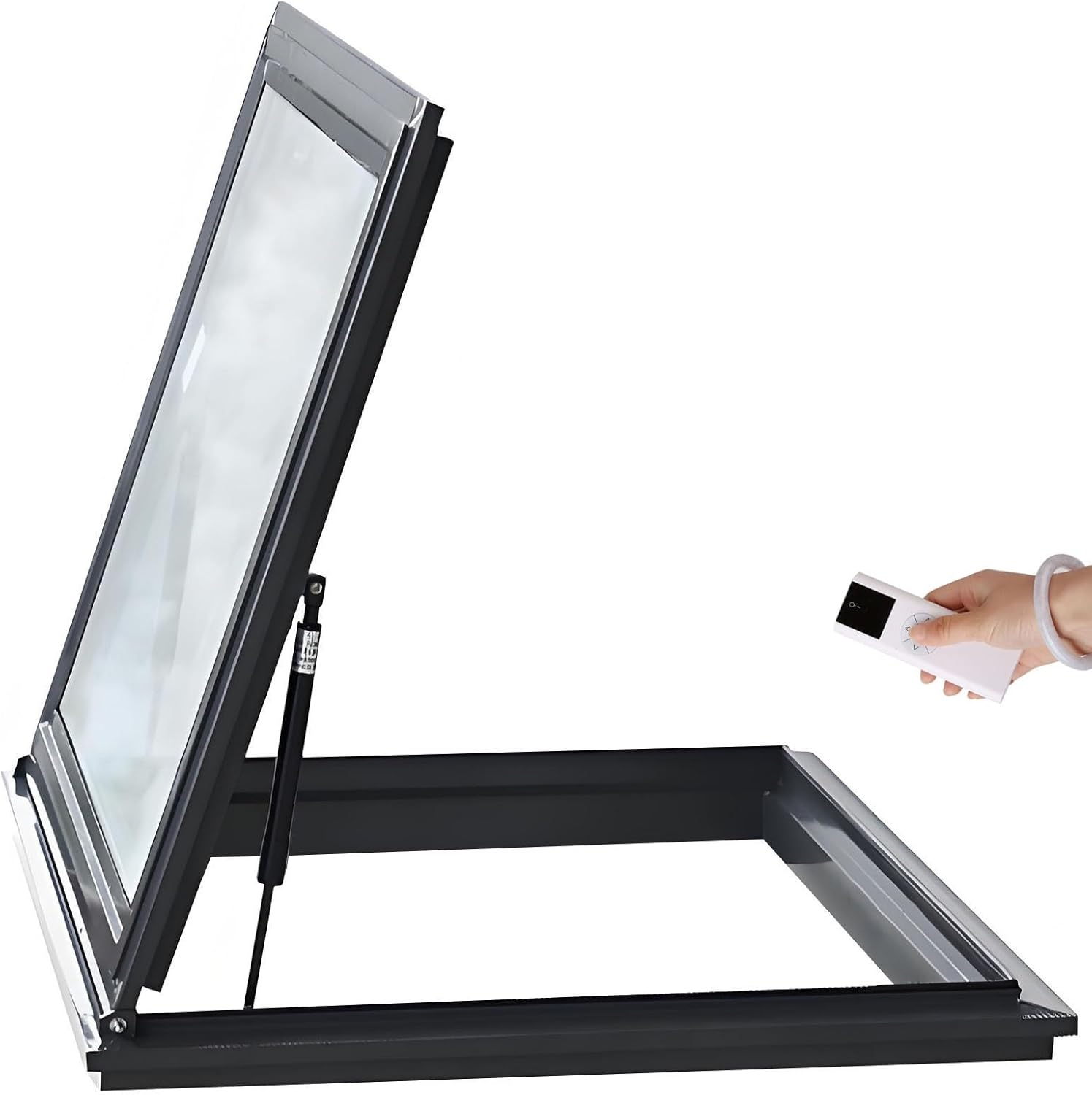 Electric Roof Skylight for Home – Custom Aluminum Alloy Double-Glazed Window with Remote Control, Easy Installation for Attic, Sunroom, Roof, Basement(Gray,LxW 24x40in/60.9x101.6cm)