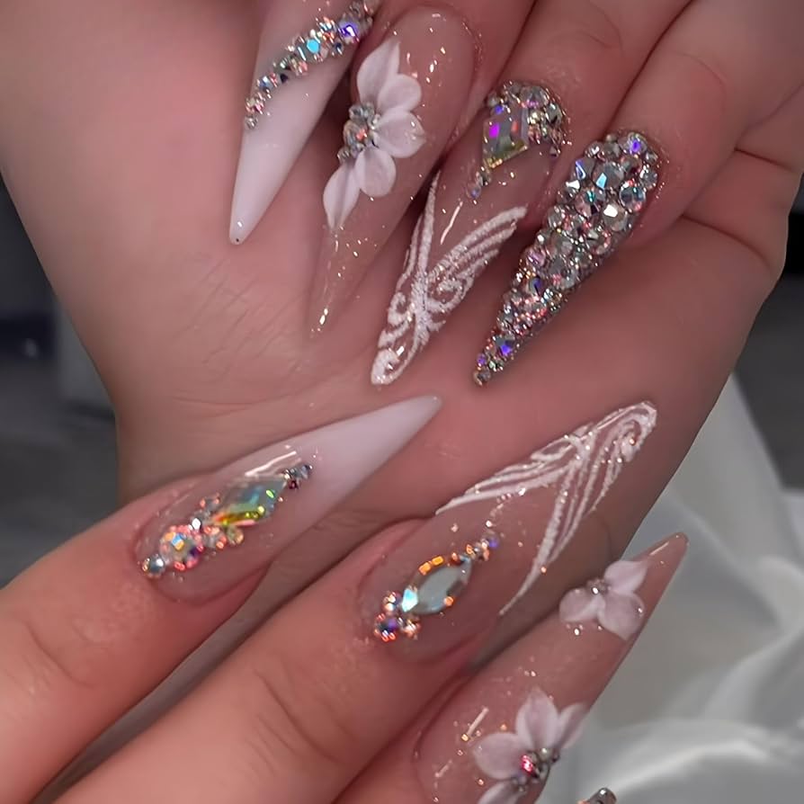 Amazon | Liberte555 ネイルチップ ギャル 子供 ロング 付け爪