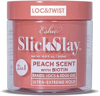 Slick N Slay Braiding Gel - 3-in-1 Ultra Extreme Hold Hydrating & Conditioning Shining Fast Dry Locking Gel for Locs, Twists, Braids, and Edges (PEACH, 17 oz.)