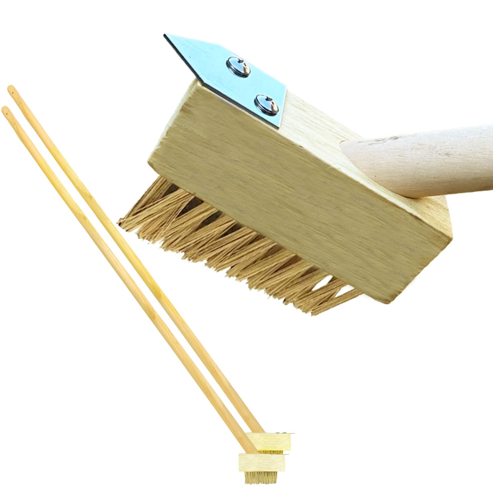 LS Wire Bristle Weed Brush 120cm Long Handle Moss & Grout Remover Tool for Patio Paving Decking & Driveway Heavy-Duty Steel Wire Broom for Block Joint & Gap Cleaning (pack of 2)
