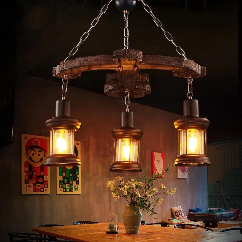 Lustre suspension loft en bois pour illuminer vos dîners en salle à manger
