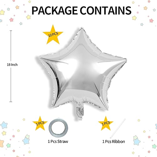 Miniatura 99 de KALOR Globos de Mylar de estrella rosa intenso de 18 pulgadas, 10 globos de helio en forma de estrella para bodas, baby shower, decoraciones de Rosa