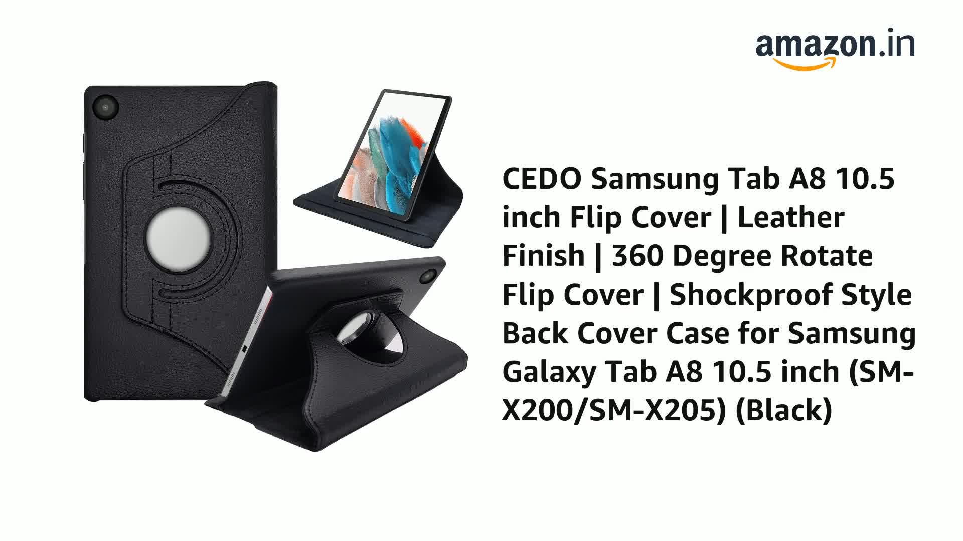 【新品】Galaxy Tab A8 10.5インチ スタイライスペン&カバー付き CEDO Samsung Tab A8 (10.5 inch) Flip Cover | Leather Finish | 360