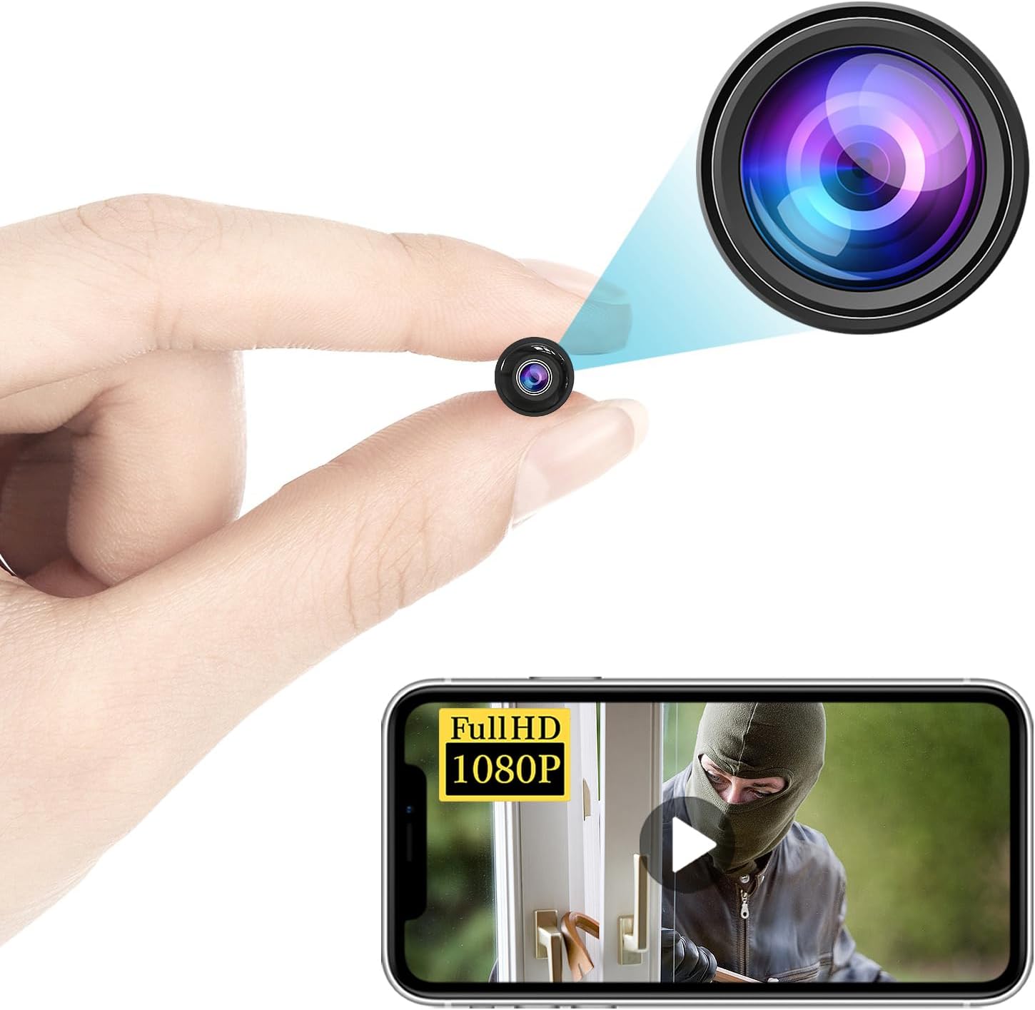 【Free 64G】World Tiny Bullet Camera,Ultra Mini WiFi Camera,Compact-Sized,HD1080P video Live,No Need Wifi Camera,Nanny Cam,Smart Alerts Baby Monitor,Pet Monitoring with Night Vision,Motion Detection