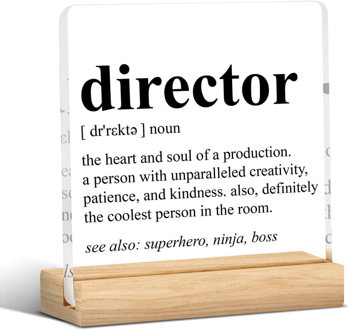 Director Gifts for Women Men Thank You Appreciation Birthday Chirstmas Gifts for Movie Maker Director Definition Clear Acrylic Decor Sign for Home Office Desk Table Shelf 4X4 Inch Acrylic1708