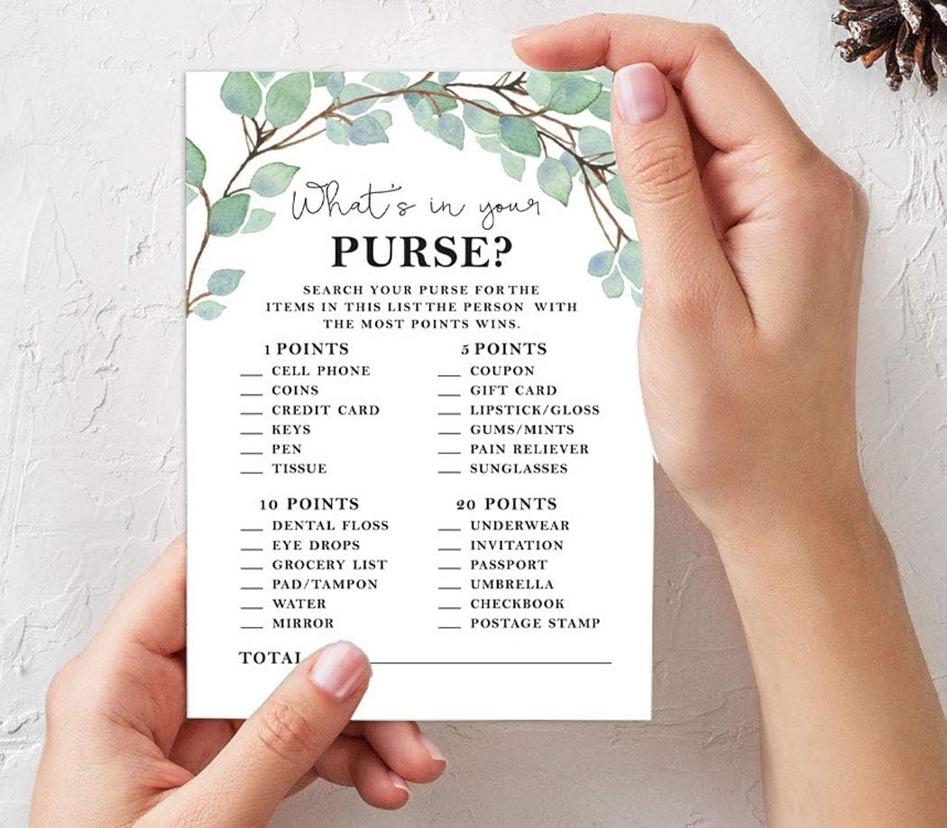 Bachelorette Party Games Set Bundle of 4(50 Sheets Each) Greenery Fun Bridal Shower Games Set