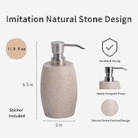 Vista 4 de Sandstone Textured Resin Soap Dispenser with Metallic Pump and Waterproof Bottle Labels for Bathroom Kitchen Dish Hand Wash Shower Lotion Shampoo