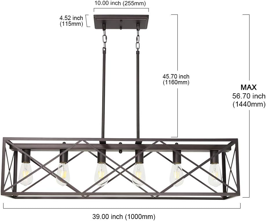 Frее Shірріng Ovеr $50 MELUCEE 6-Light Farmhouse Rectangle Dining Room Chandelier Oil Rubbed Bronze Finish, Metal Industrial Pendant Lighting for Kitchen Island Pool Table Light Bеѕt Cуbеr Dеаlѕ 🔥 MELUCEE 6-Light Farmhouse Rectangle Dining Room Chandelier Oil Rubbed Bronze Finish, Metal Industrial Pendant Lighting for Kitchen Island Pool Table Light