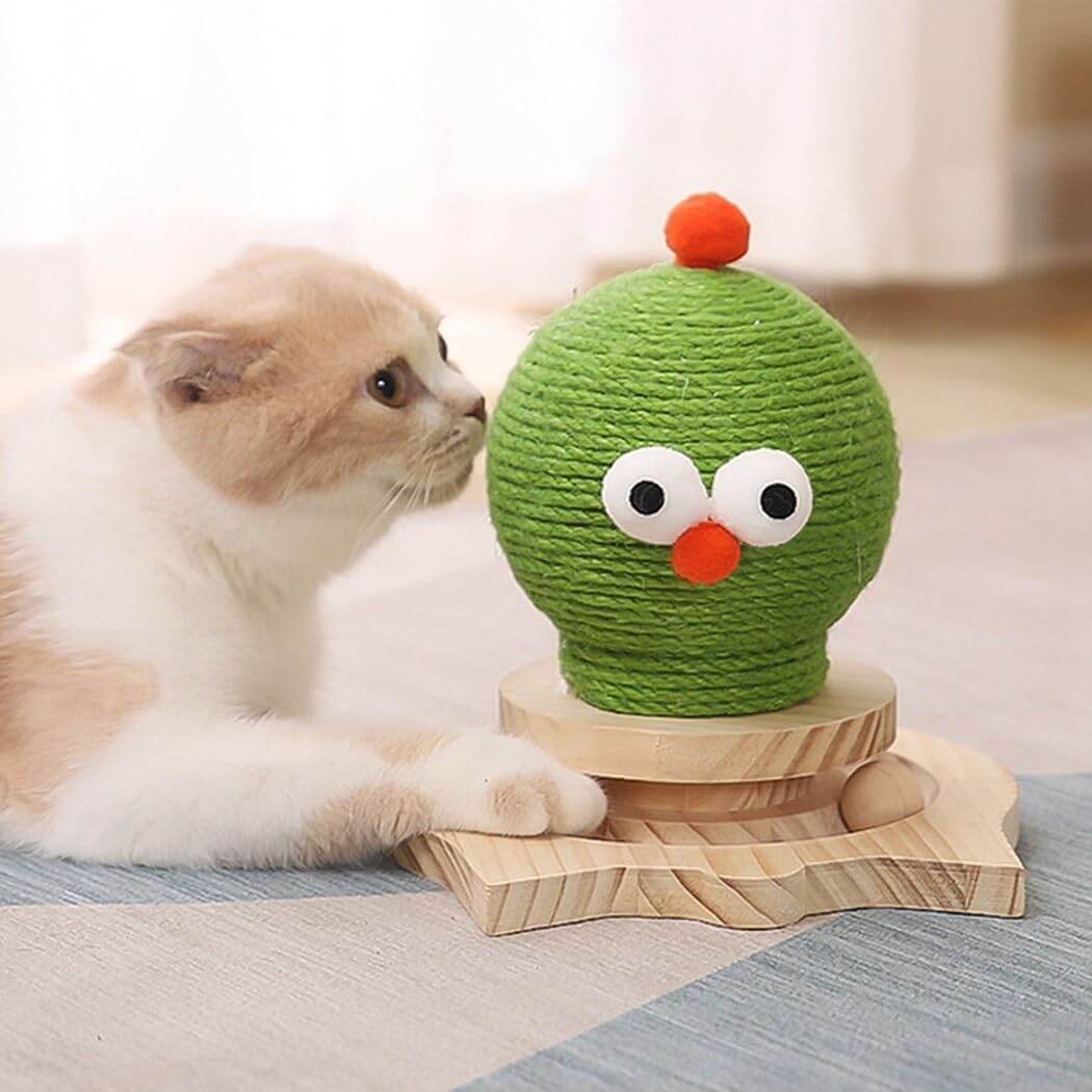 review Natural Funny Scratcher Wooden Ball Interactive Nonskid Turntable Pet - Scratcher Natural Cat