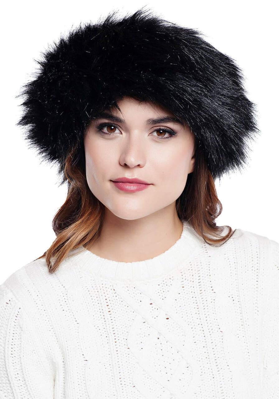 Fabulous-Furs Donna Salyers Black Fox Faux Fur Halo Headband, Black Fox, One Size
