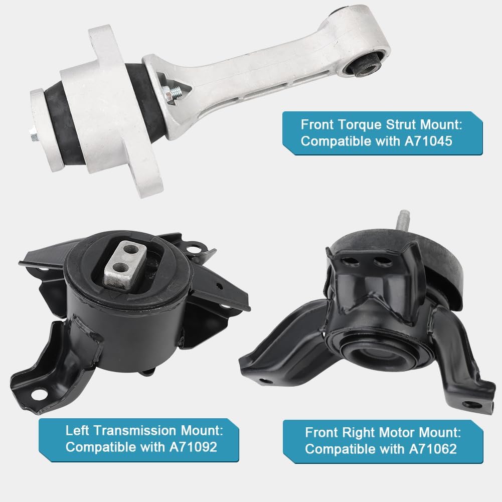 JDMON 3Pcs Engine Motor Transmission Mount Kit Replacement for 2013-2018 Hyundai Santa Fe Sport 2.4L AWD, Kia Sorento 2.4L, 3.3L Auto Trans Compatible with A71062, A71059, A71092, A71063, A71045