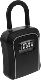 STOBOK Box Key Lock Box Car Lock Box Lock Box for Car Wall Mount Lock Box 4 Letter Word Lock Key Holder Box Cabinet Locks with Keys Steel Black Security Lock Box Home Lock Box Storage