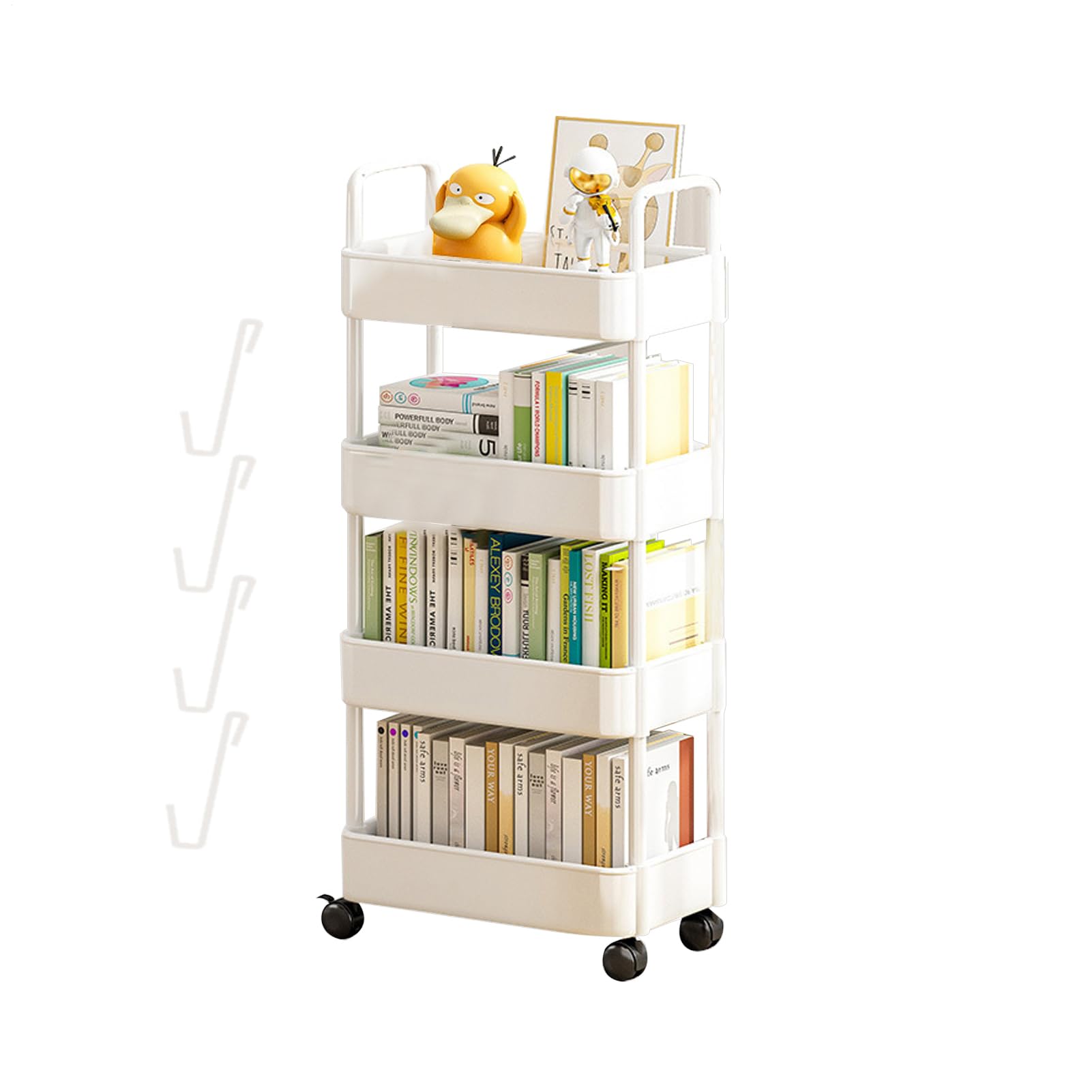 Carro Rodante Utilitario De 3/4 Niveles, Carro Almacenamiento Con Ruedas, Carrito Auxiliar Con Ruedas, Organización Baño Carrito, Carrito Rodante Para Libros Biblioteca Para Habitación Y Oficina