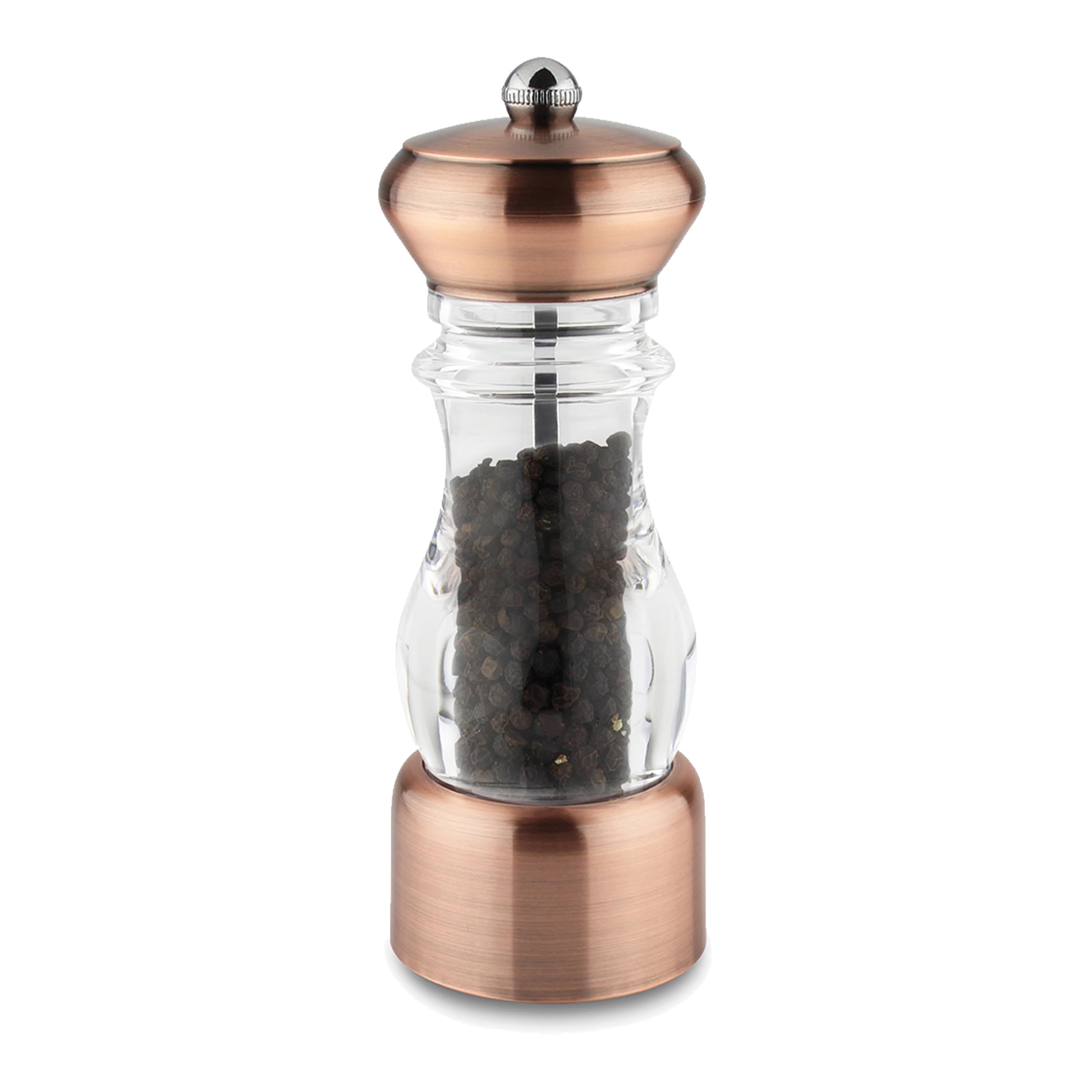 Grunwerg Bronze Salt Or Pepper Mill & Acrylic, Durable Ceramic Grinding Mechanism Scandinavian Bpa Free 6 Cm X 6 Cm X 17 Cm