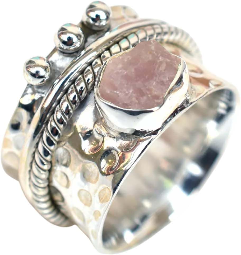 Raw Aquamarine Ring Healing Crystal Rough Gemstone Ring 925 Sterling Silver Handmade Thorat Chakra Ring For Birthday Wedding By Silverekh