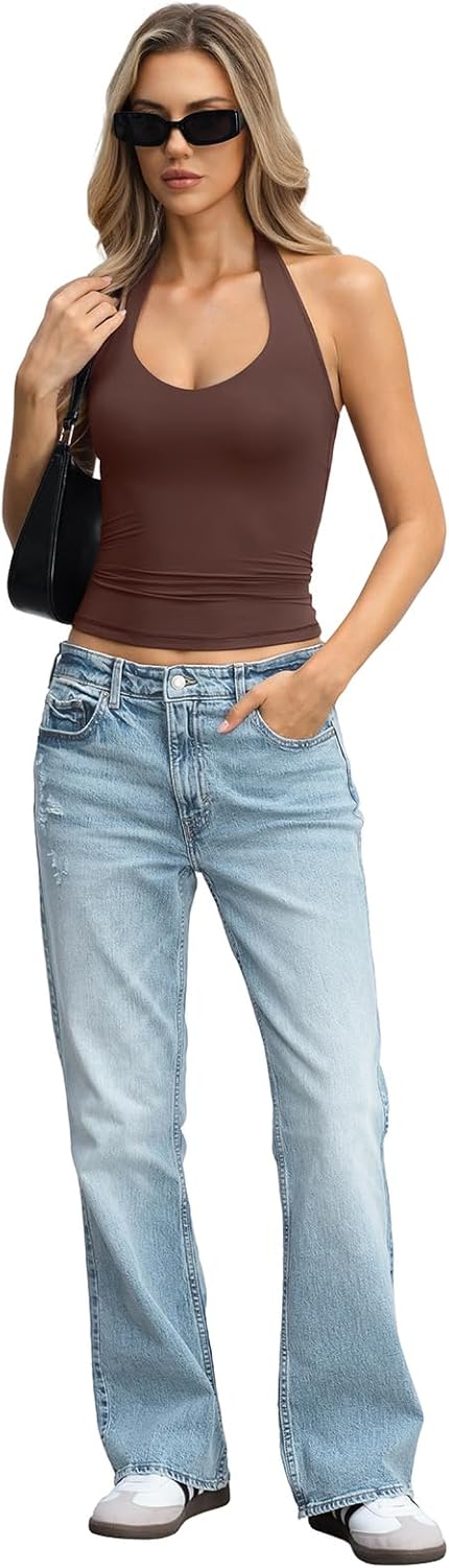 Womens Double Lined Halter Tank Tops Backless V Neck Sleeveless Shirts Sexy Going Out Tops Summer Trendy 2026 - Image 6