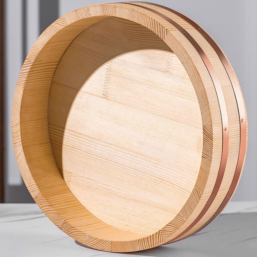 木製 ライスバケツ 丸型 和風 ライスボウル フードサービングバケツ 寿司ライスボウル キッチン フードコンテナ 家庭用