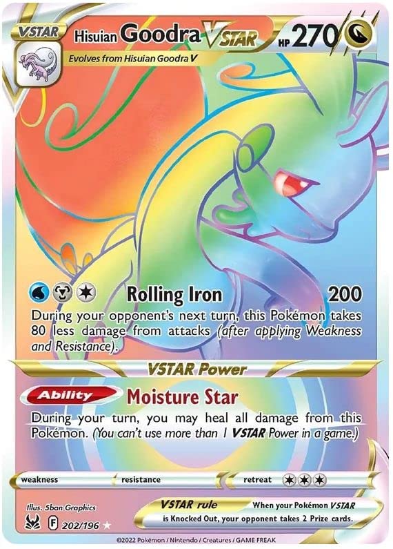 【新品】アールグラージュ賢者の石/Wing of Victoryの2点保証書付き Hisuian Goodra VSTAR 202/196 Rare Rainbow Pokemon Card (Sworld