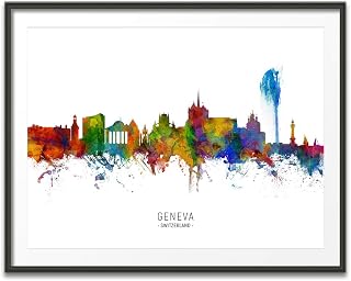 Geneva Switzerland Skyline art print poster, unframed -6533