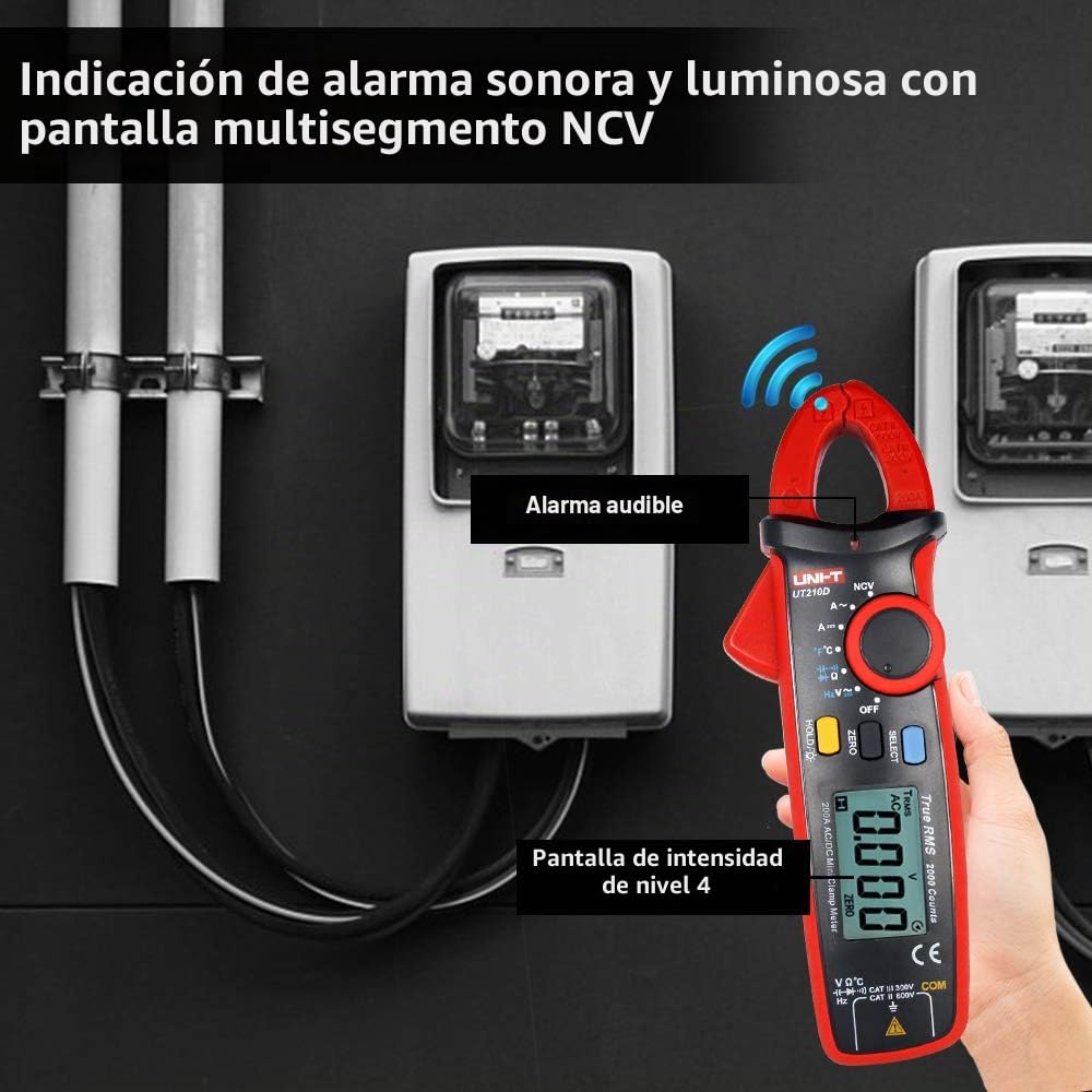 UNI-T UT210D Digital Clamp Meter Multímetro AC/DC Tensión Amperímetro Voltímetro Ohmímetro Automática Corriente Resistencia Capacitance Temperature Medición de Rango Automático