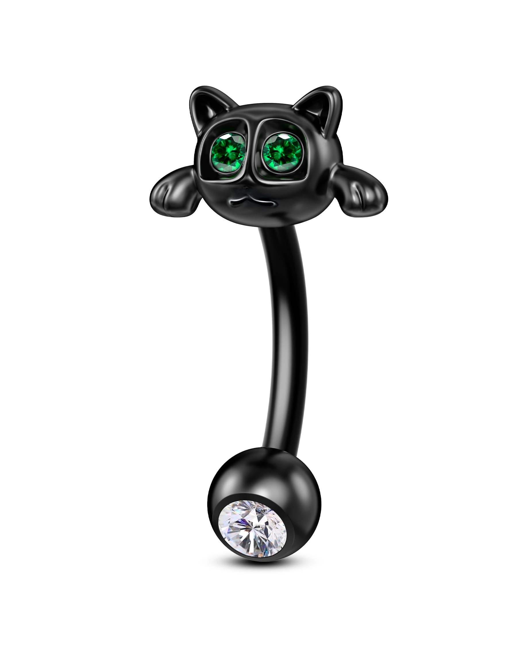 COCHARM Cute Black Rook Piercing Jewelry 16g Cat Rook Earrings 8mm Stainless Steel Rook Jewelry 16g Rook Piercing Dainty Rook Bar Black Rook Barbell