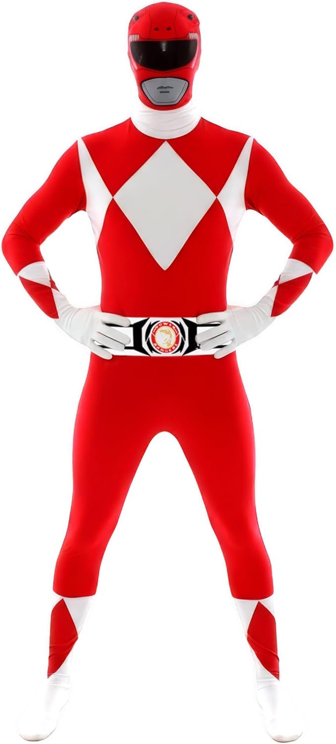 Morphsuits Red Power Ranger Costume Adult Men, Power Ranger Costume Adult, Funny Costumes for Adults
