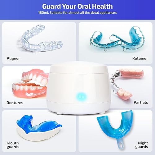 Miniatura 3 de Máquina de limpieza ultrasónica para retenedores 43kHz portátil Ultra Sonic Dental Pod - Limpieza profesional protector bucal, alineador, dentadura,