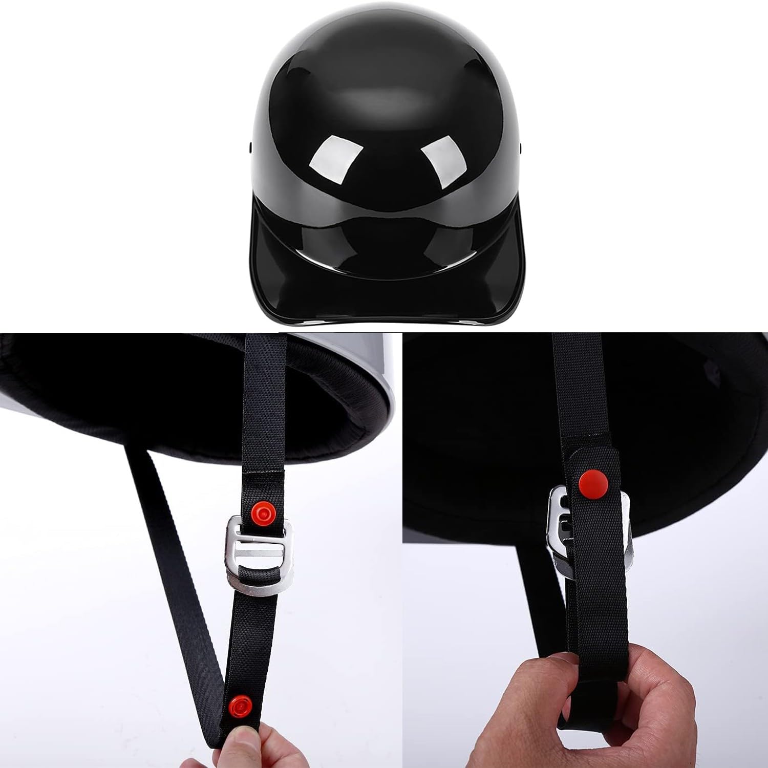 Casque Baseball De Moto Rétro DOTECE Homologué Demi-Casque De Mobylette Adulte Casques Bol Scooter Cyclomoteur pour Hommes Et Femmes Casques Street Cruiser Jet Style