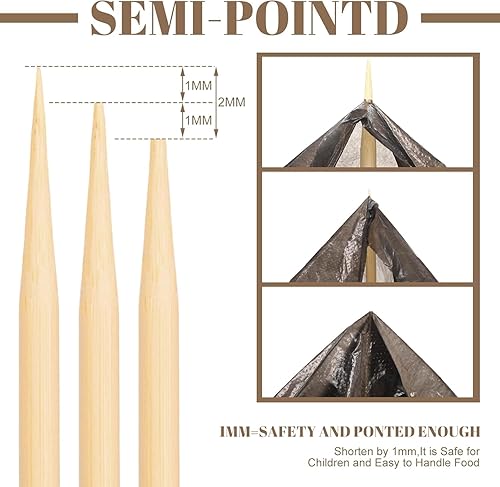Miniatura 3 de 150 palitos para asar malvaviscos, palitos de malvavisco de 30 pulgadas para hoguera, pinchos de bambú de 0.197 pulgadas de grosor para asadores